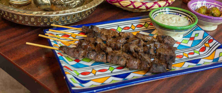 Sij kebab or Moroccan Pinchos Morunos